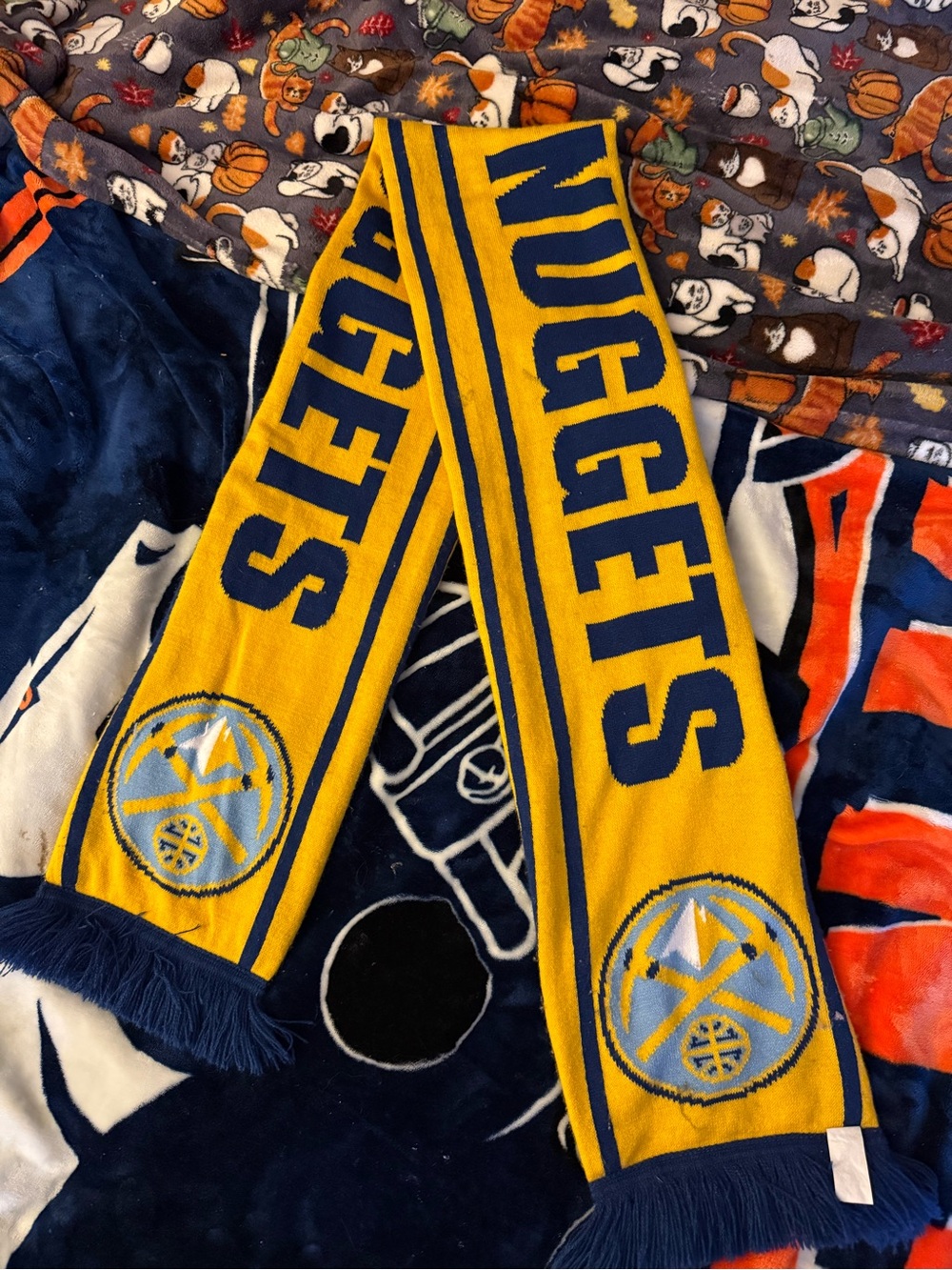 Source Unknown Denver Nuggets Yellow and Navy Knit Scarf